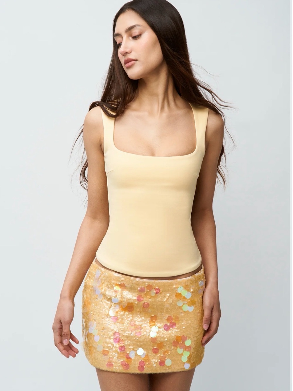 NWT - Danielle Guizio Full Length Celestial Top in honey butter yellow